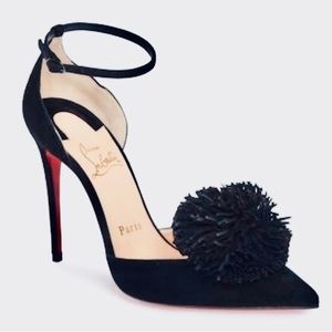 Christian Louboutin TSAROU 100 Fringe Pom Pom Suede Heel size 36